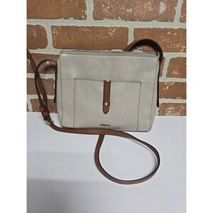 Fossil Bag Womens Crossbody Gray Pebbled Leather Small Travel Purse